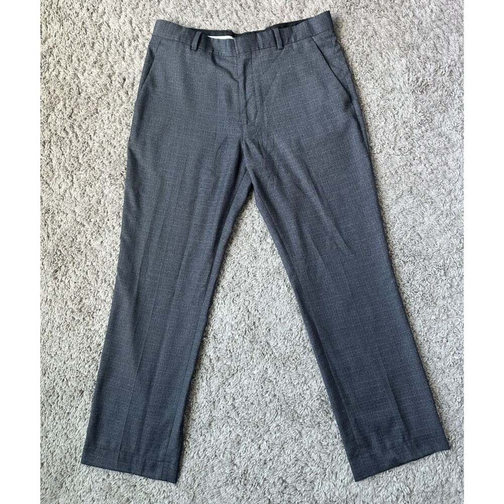 Perry Ellis Portfolio Men’s Dress Pants 30x32 Slim Fit Gray Stretch Flat Front
